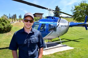 pilot with helicopter